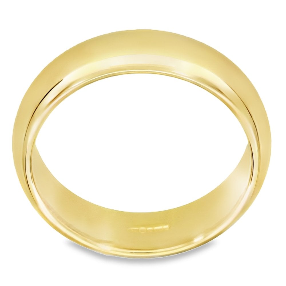 9ct Yellow Gold D-Shape 3mm Wedding Ring - Size N - 2.9g.