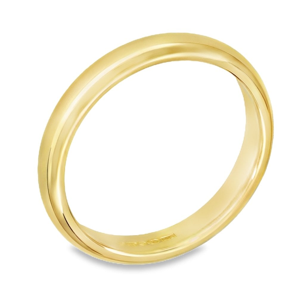 9ct Yellow Gold D-Shape 3mm Wedding Ring - Size N - 2.9g.