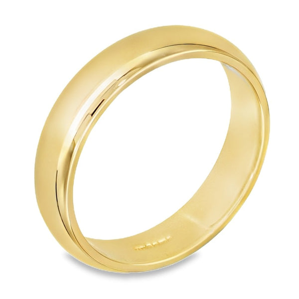 9ct Yellow Gold D-Shape 3mm Wedding Ring - Size N - 2.9g.