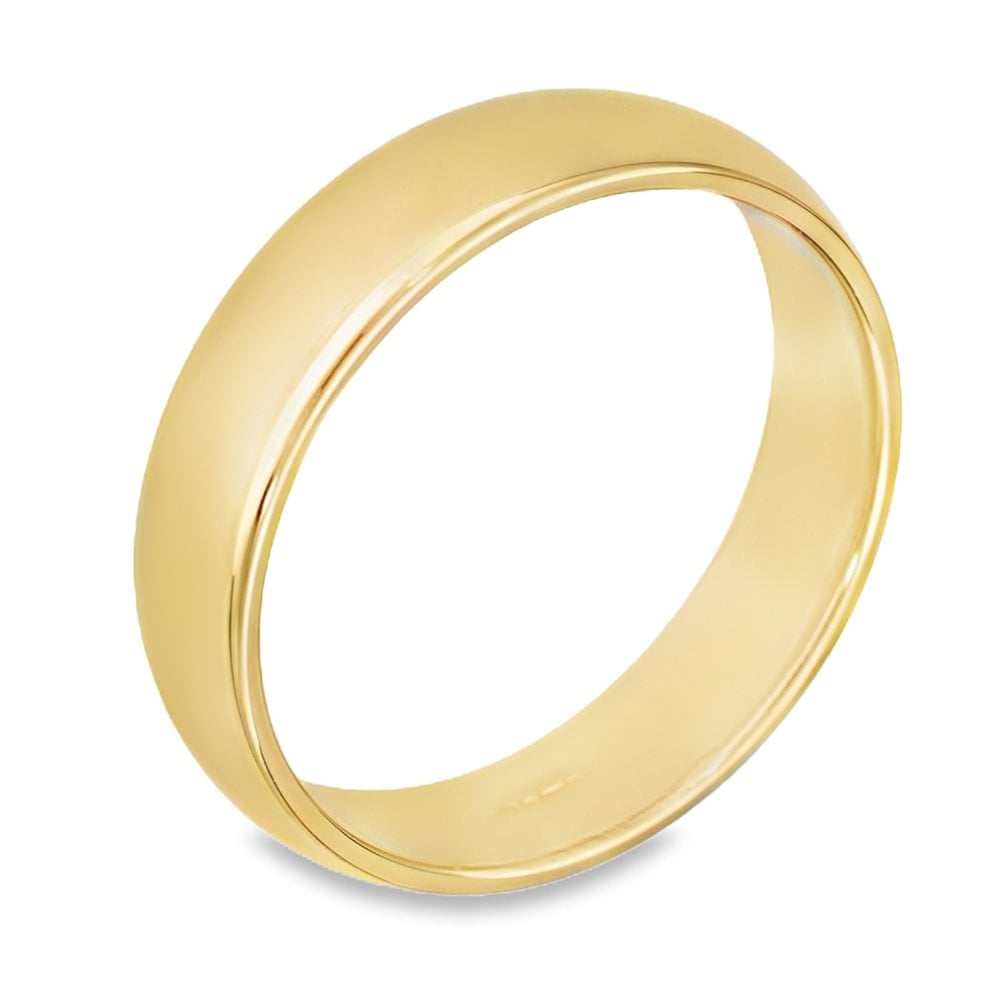 9ct Yellow Gold D-Shape 3mm Wedding Ring - Size N - 2.9g.