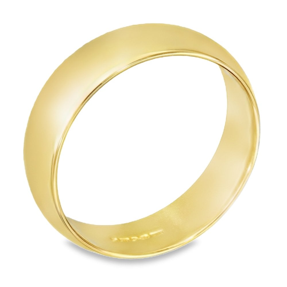 9ct Yellow Gold D-Shape 3mm Wedding Ring - Size N - 2.9g.