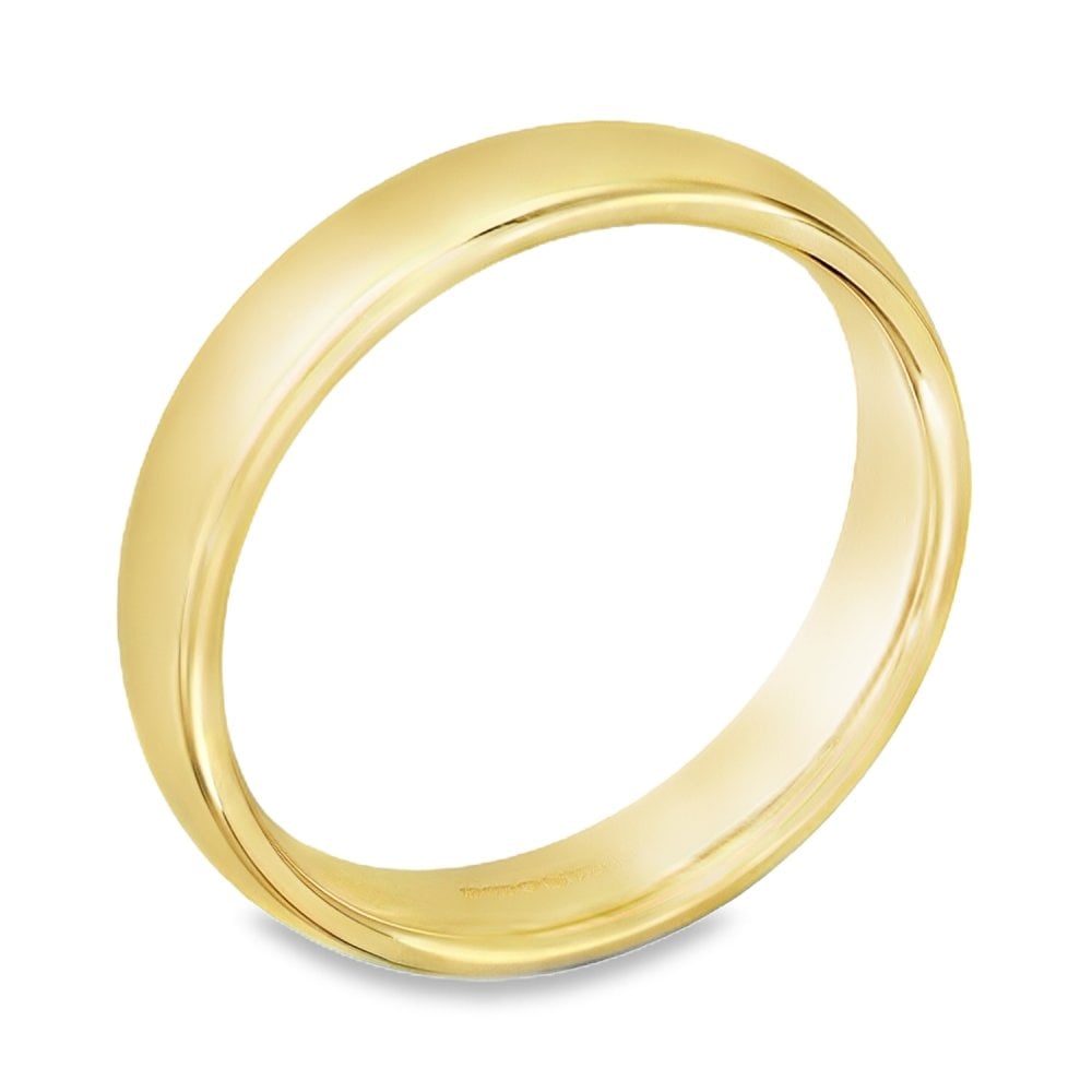 9ct Yellow Gold D-Shape 3mm Wedding Ring - Size N - 2.9g.