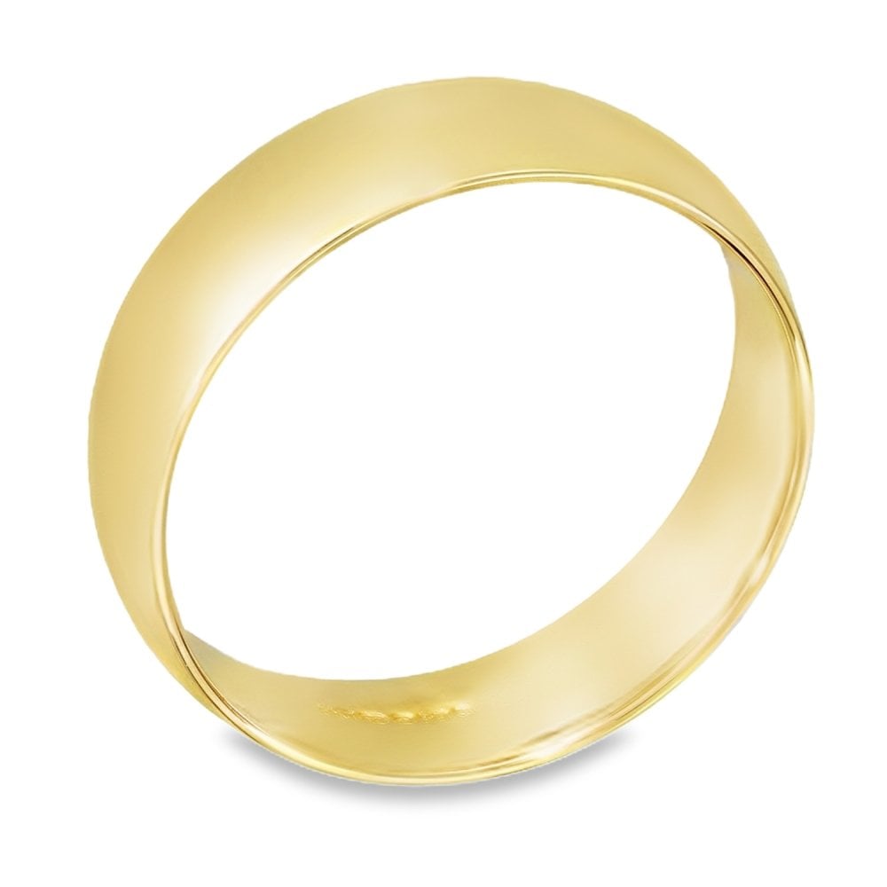 9ct Yellow Gold D-Shape 3mm Wedding Ring - Size N - 2.9g.