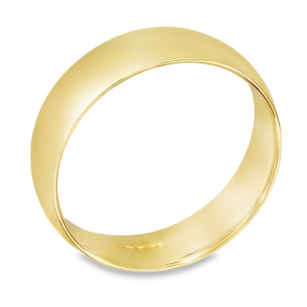 9ct Yellow Gold D-Shape 3mm Wedding Ring - Size N - 2.9g.