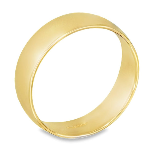 9ct Yellow Gold D-Shape 3mm Wedding Ring - Size N - 2.9g.