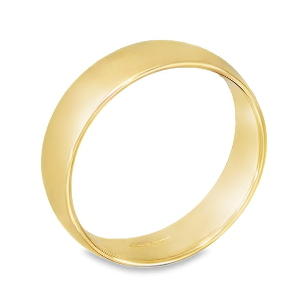 9ct Yellow Gold D-Shape 3mm Wedding Ring - Size N - 2.9g.