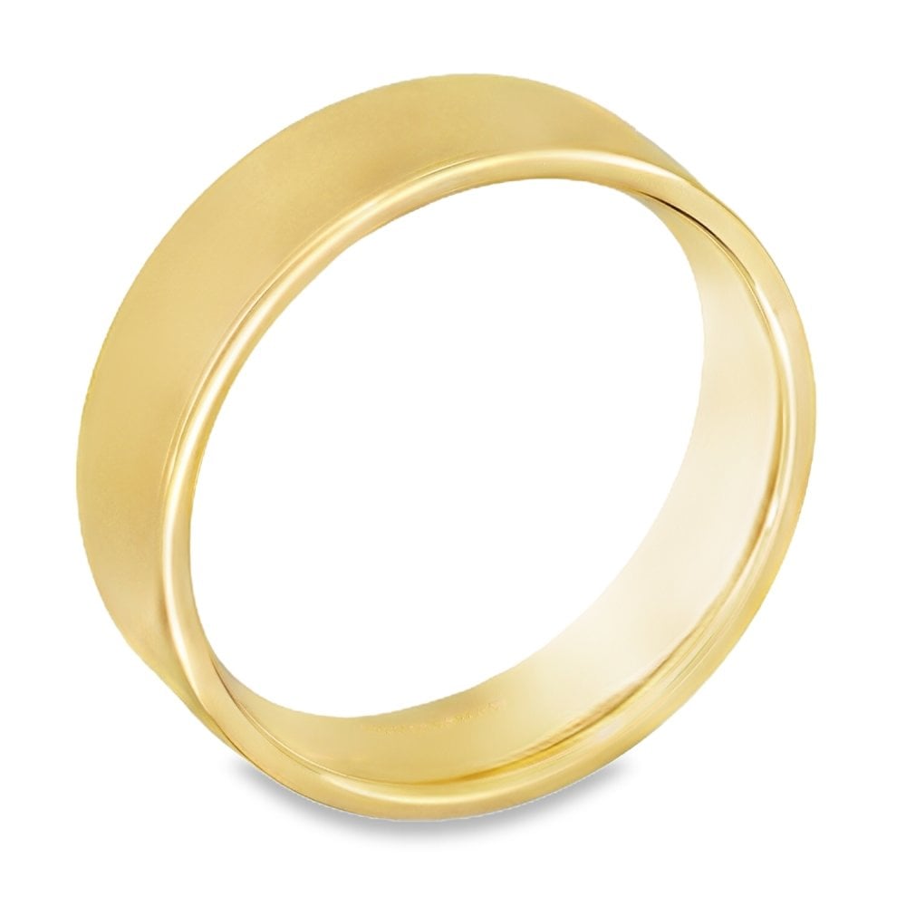 9ct Yellow Gold D-Shape 3mm Wedding Ring - Size N - 2.9g.