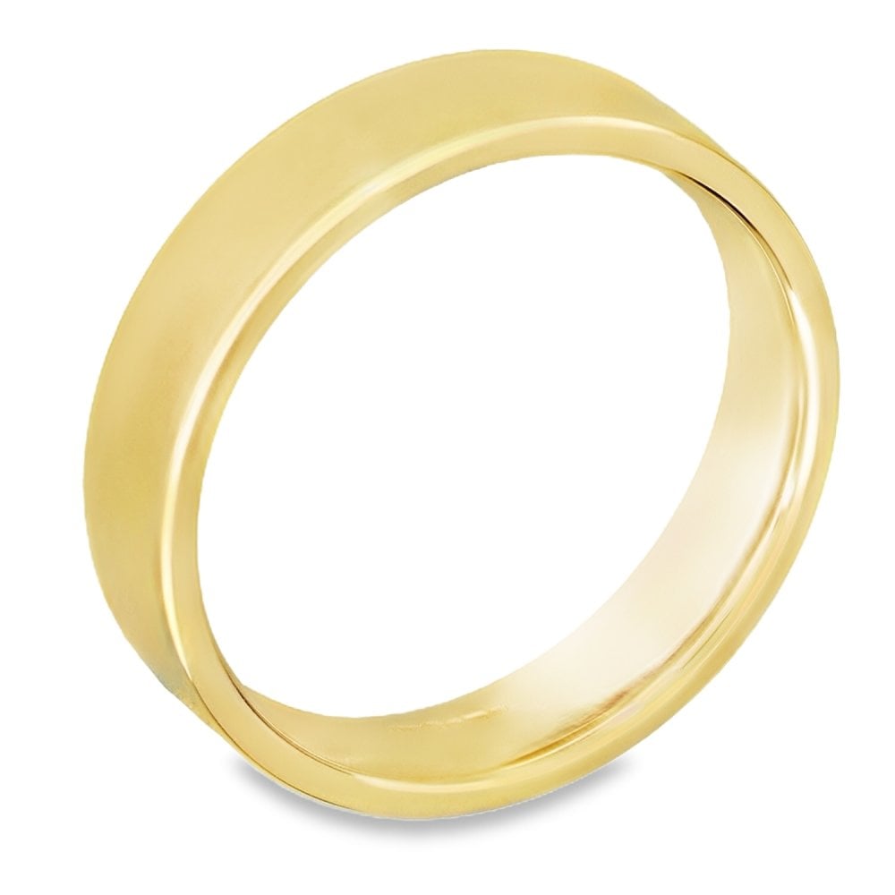 9ct Yellow Gold D-Shape 3mm Wedding Ring - Size N - 2.9g.