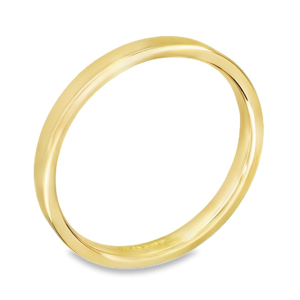 9ct Yellow Gold D-Shape 3mm Wedding Ring - Size N - 2.9g.