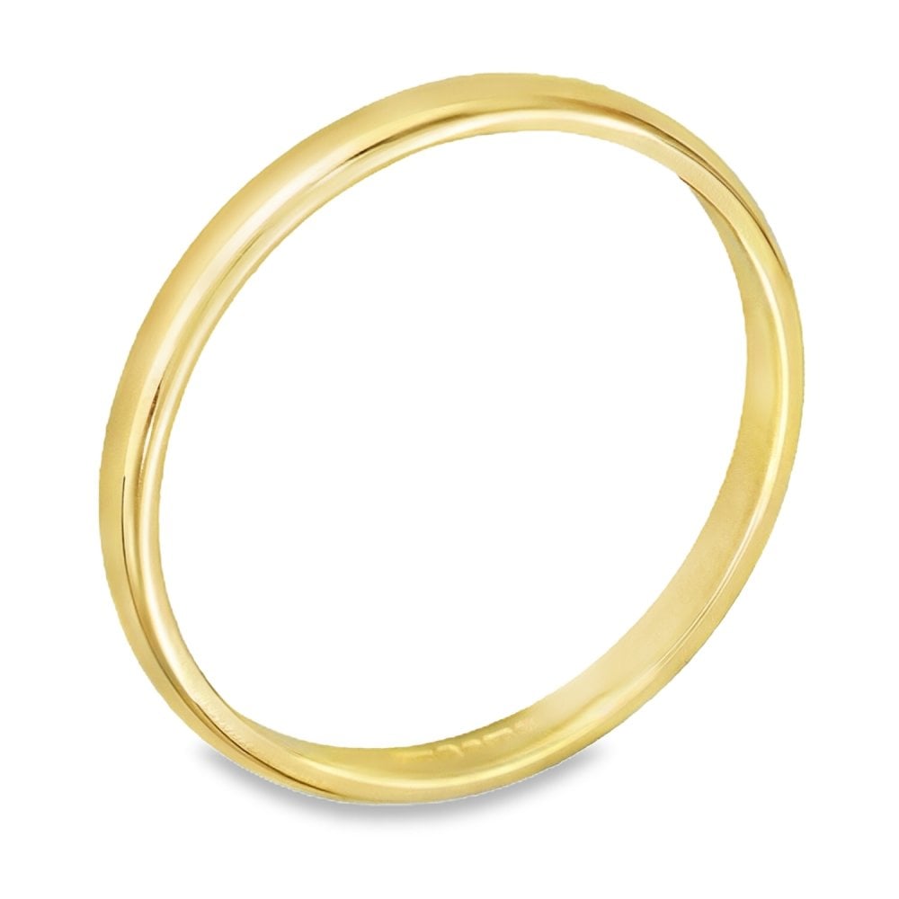 9ct Yellow Gold D-Shape 3mm Wedding Ring - Size N - 2.9g.