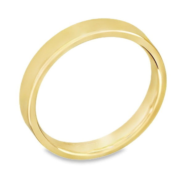9ct Yellow Gold D-Shape 3mm Wedding Ring - Size N - 2.9g.