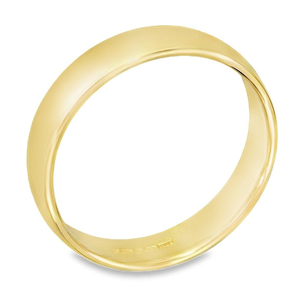 9ct Yellow Gold D-Shape 3mm Wedding Ring - Size N - 2.9g.