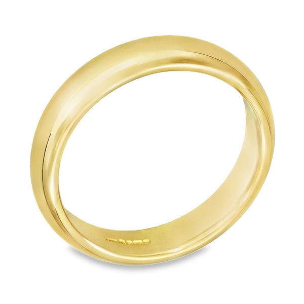 9ct Yellow Gold D-Shape 3mm Wedding Ring - Size N - 2.9g.