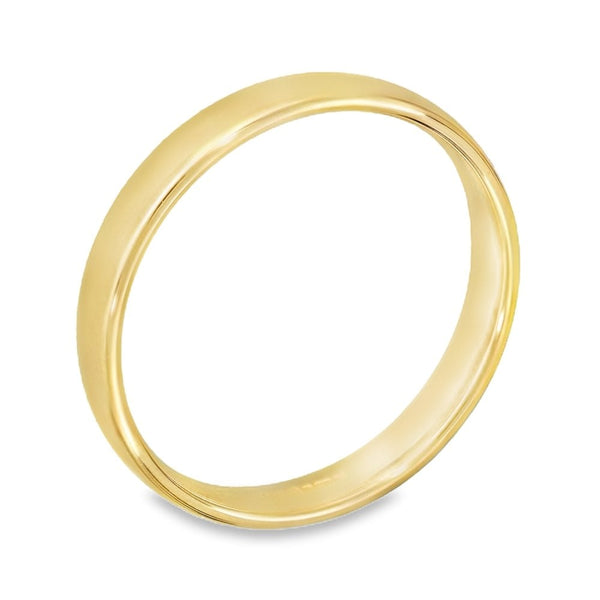 9ct Yellow Gold D-Shape 3mm Wedding Ring - Size N - 2.9g.