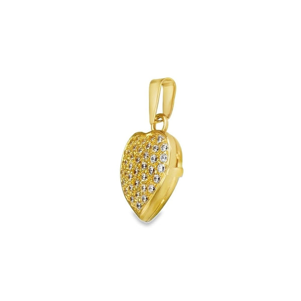 9ct Yellow Gold Cubic Zirconia Pave Heart Locket - 3.9g