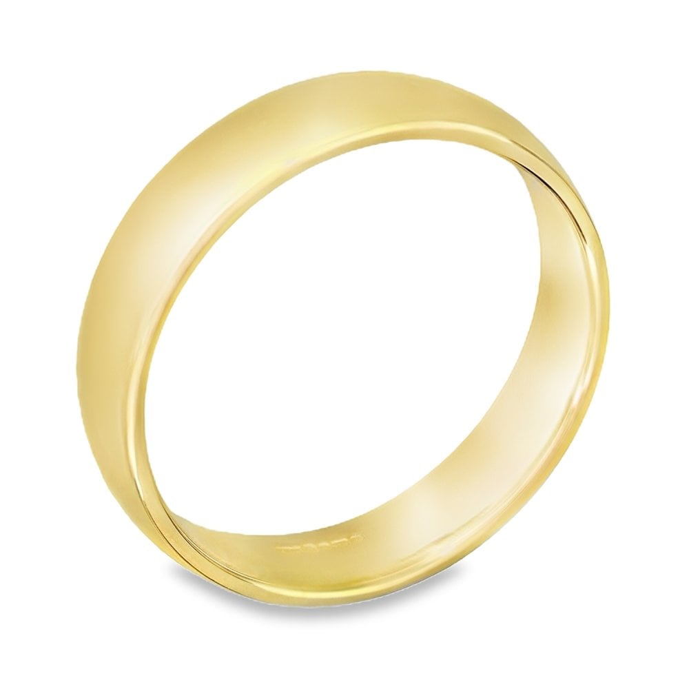 9ct Yellow Gold D-Shape 3mm Wedding Ring - Size N - 2.9g.