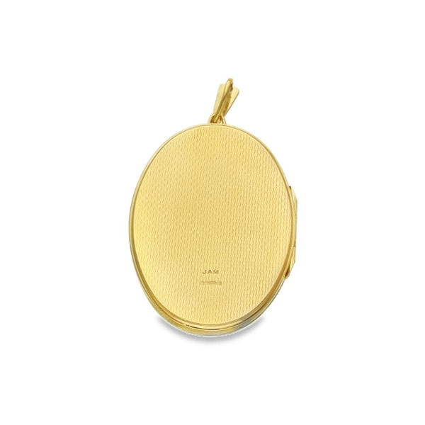 9ct Yellow Gold Oval Feather-Engraved Locket - 32x43x5mm - 15.1g