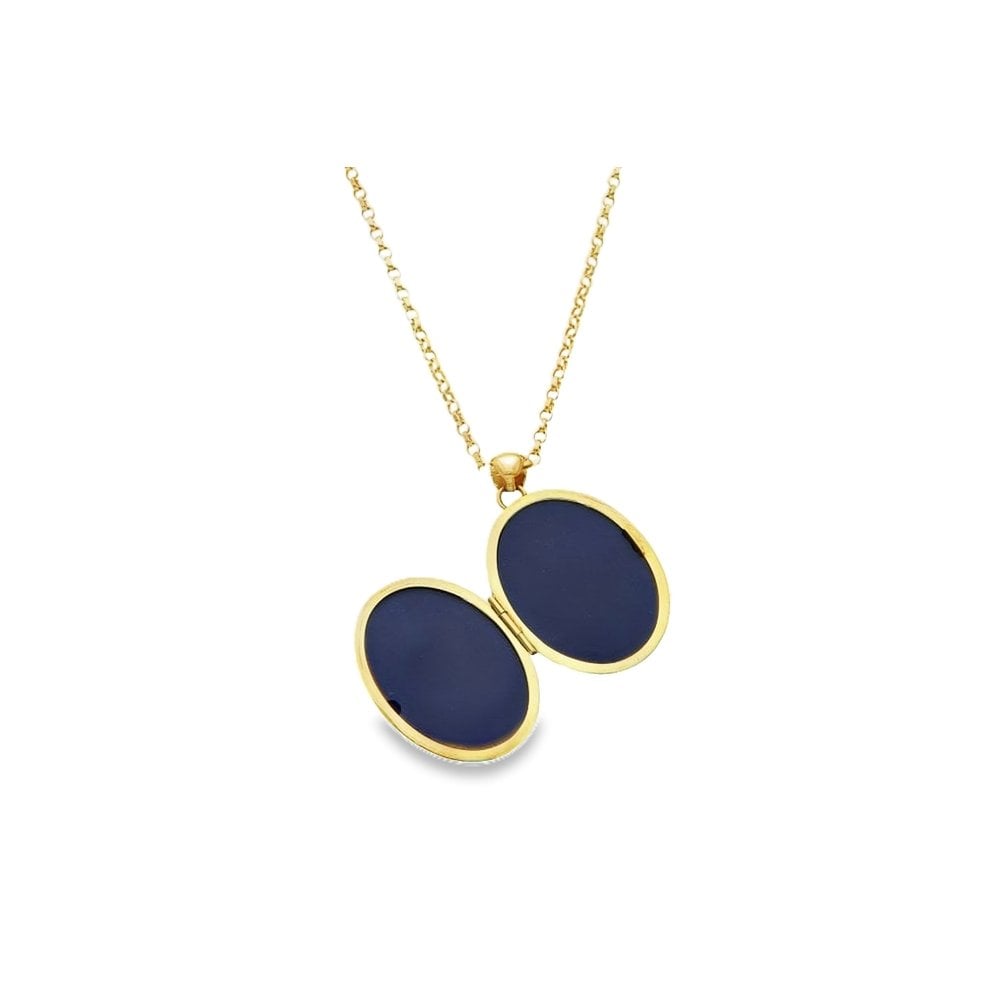 Ladies 9ct Yellow Gold Oval Locket & Chain - 20" - 17.3g