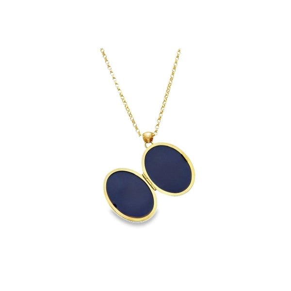 Ladies 9ct Yellow Gold Oval Locket & Chain - 20" - 17.3g