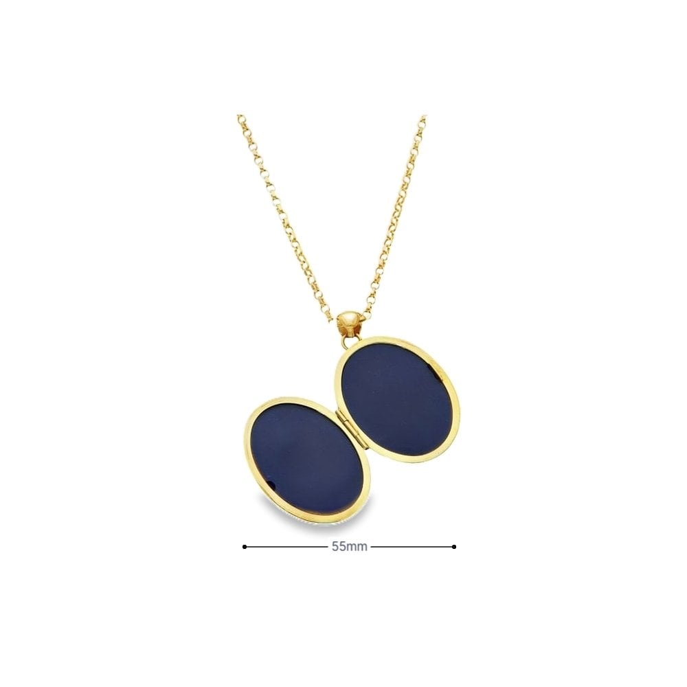Ladies 9ct Yellow Gold Oval Locket & Chain - 20" - 17.3g