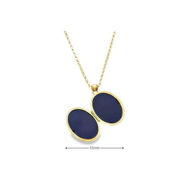 Ladies 9ct Yellow Gold Oval Locket & Chain - 20" - 17.3g