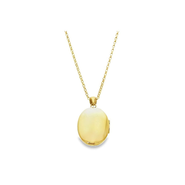 Ladies 9ct Yellow Gold Oval Locket & Chain - 20" - 17.3g