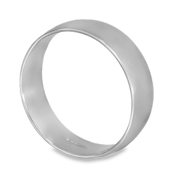 9ct White Gold Blended Court-Shape Wedding Band - Size R - 6mm