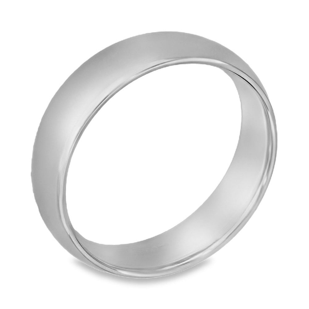 9ct White Gold Blended Court-Shape Wedding Band - Size R - 6mm