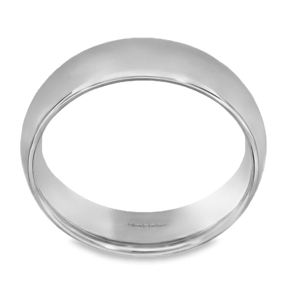9ct White Gold Blended Court-Shape Wedding Band - Size R - 6mm
