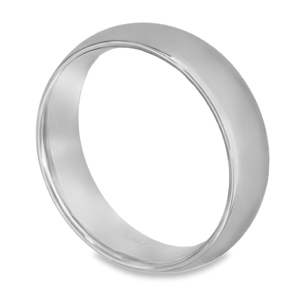 9ct White Gold Blended Court-Shape Wedding Band - Size R - 6mm