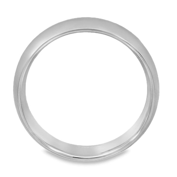 9ct White Gold Blended Court-Shape Wedding Band - Size R - 6mm