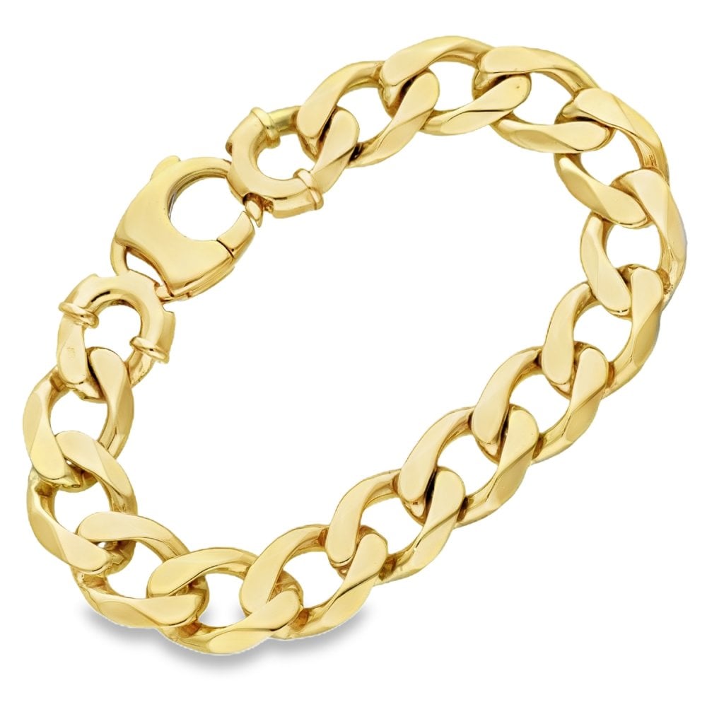9ct Yellow Gold Heavy Curb Bracelet - 9" - 78.9g