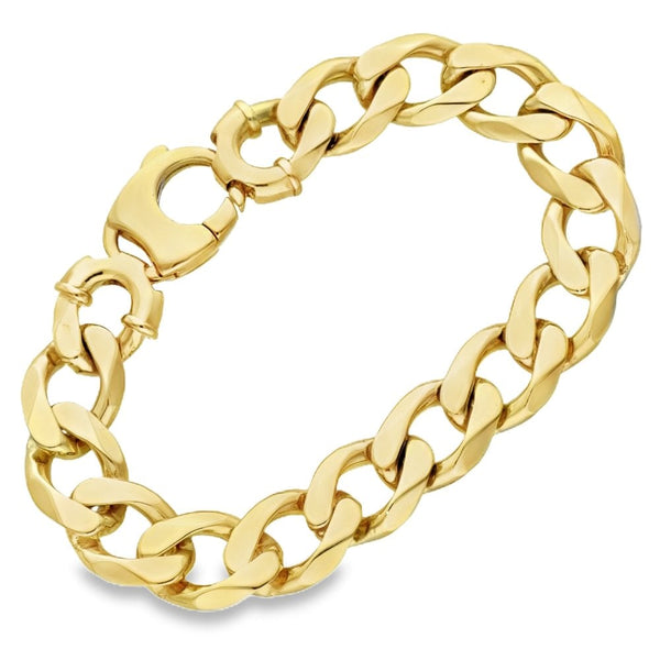 9ct Yellow Gold Heavy Curb Bracelet - 9" - 78.9g