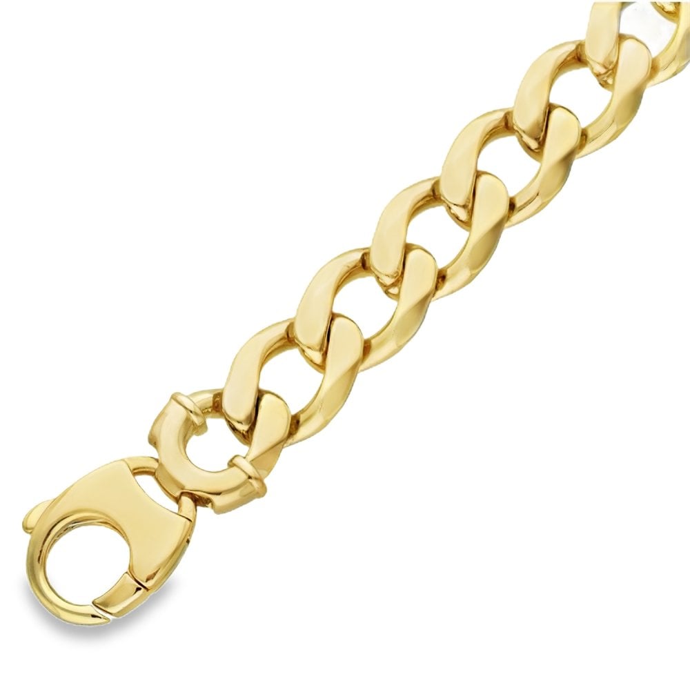 9ct Yellow Gold Heavy Curb Bracelet - 9" - 78.9g