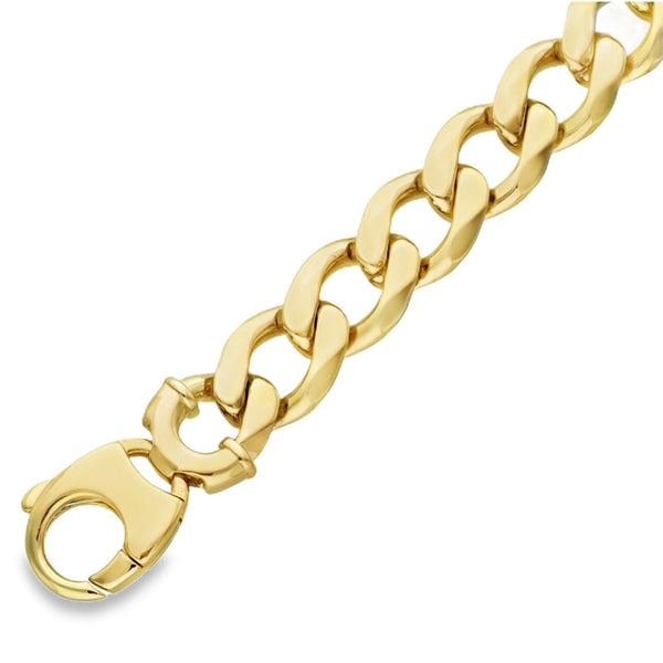 9ct Yellow Gold Heavy Curb Bracelet - 9" - 78.9g