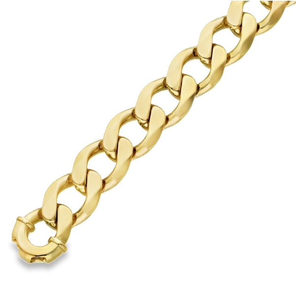 9ct Yellow Gold Heavy Curb Bracelet - 9" - 78.9g