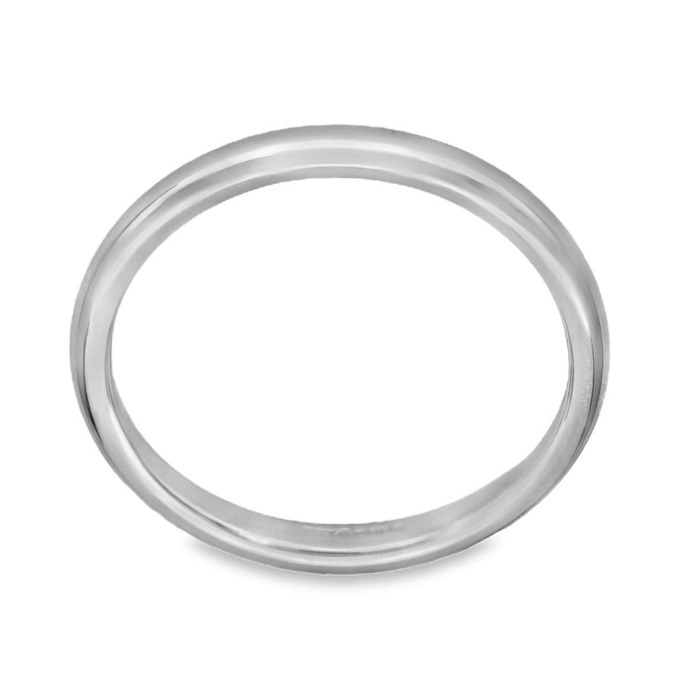 18ct White Gold Court-Shape Wedding Ring - Size I - 2mm