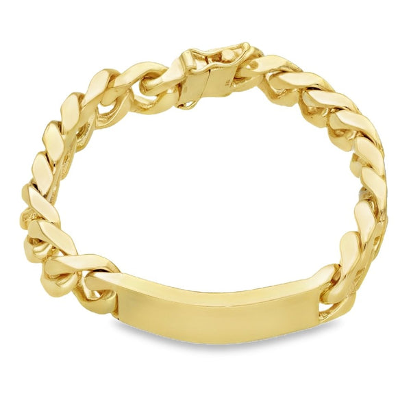 Gents 9ct Yellow Gold Curb ID Bracelet - 8.5" - 93.7g