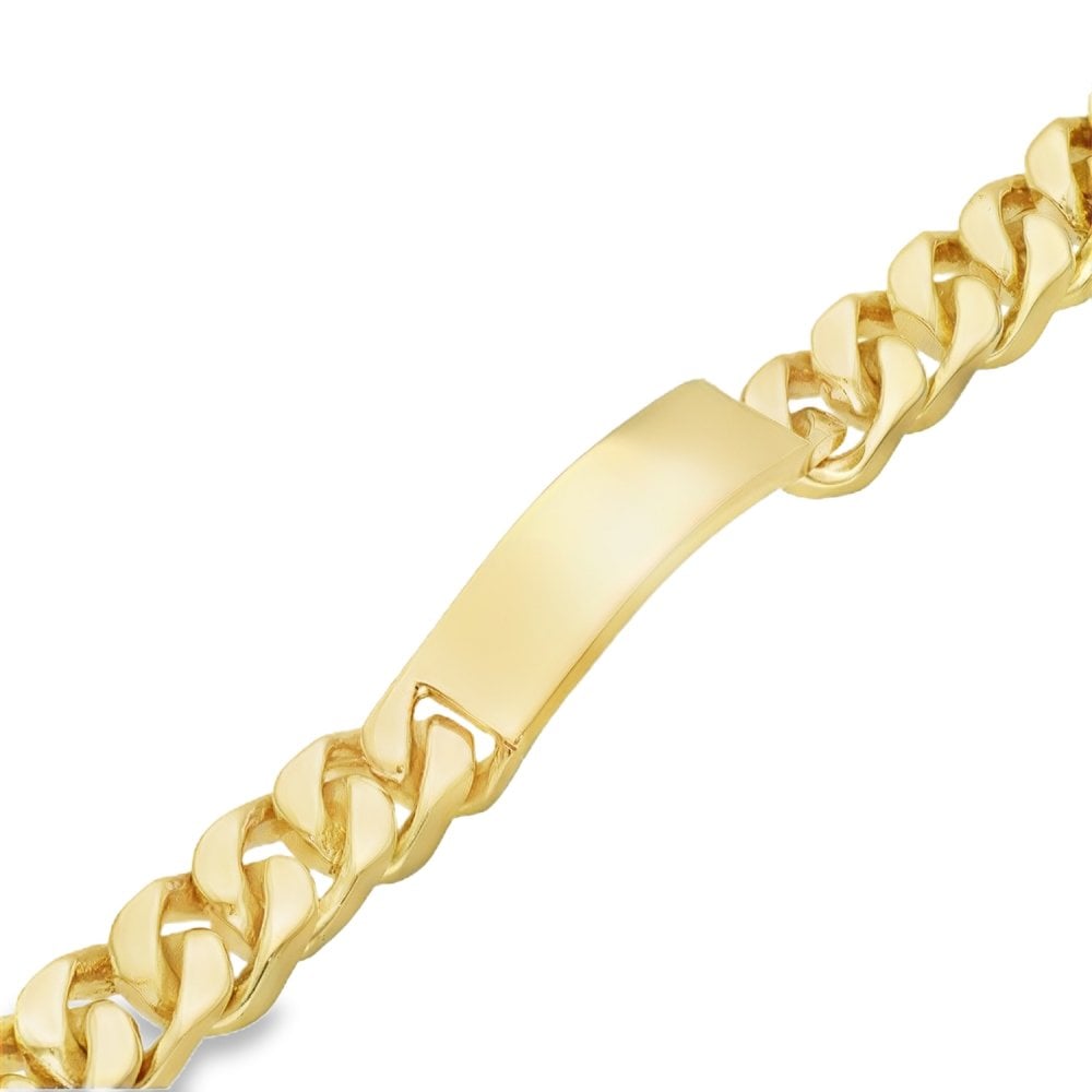 Gents 9ct Yellow Gold Curb ID Bracelet - 8.5" - 93.7g