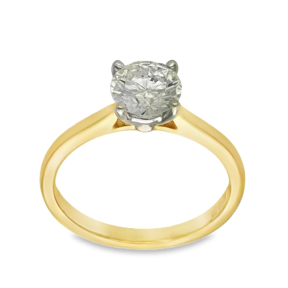 18ct Yellow Gold Diamond Engagement Ring - Size M - 1.10ct