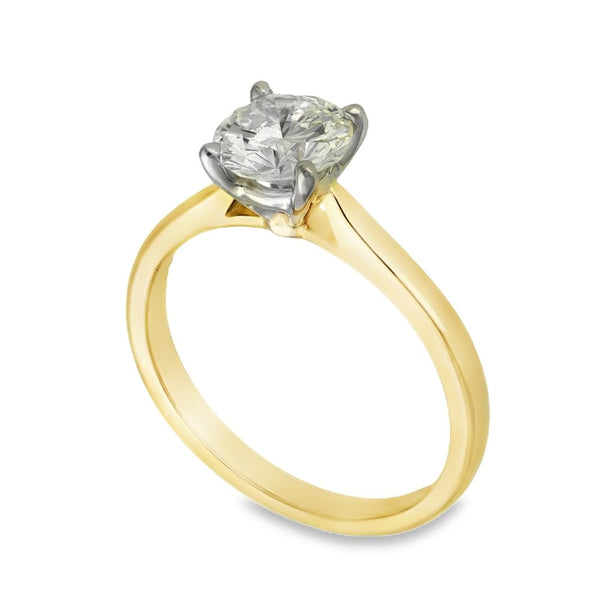18ct Yellow Gold Diamond Engagement Ring - Size M - 1.10ct