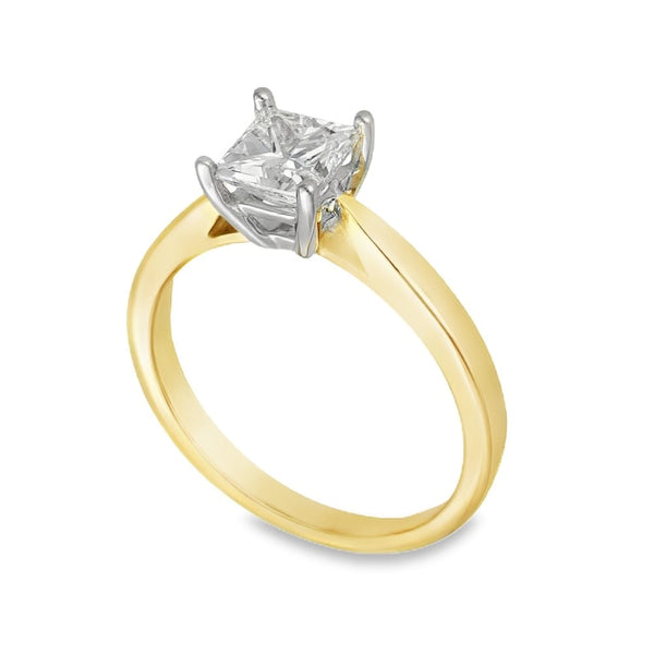 18ct Yellow Gold Diamond Engagement Ring - Size M - 0.99ct