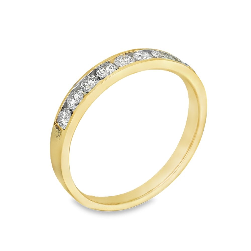 9ct Yellow Gold Diamond Half-Eternity Ring - Size M - 0.50ct