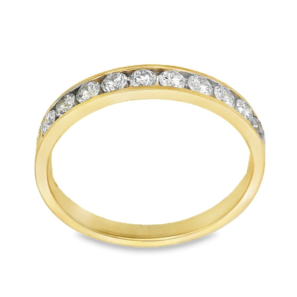 9ct Yellow Gold Diamond Half-Eternity Ring - Size M - 0.50ct