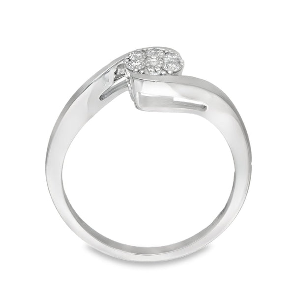 18ct White Gold Diamond Twist Cluster Ring - Size N - 0.25ct