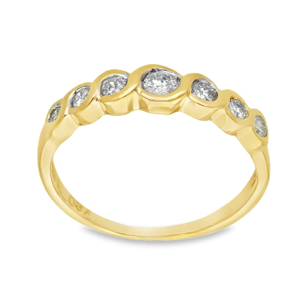 18ct Yellow Gold Diamond Half-Eternity Ring - Size L - 0.34ct