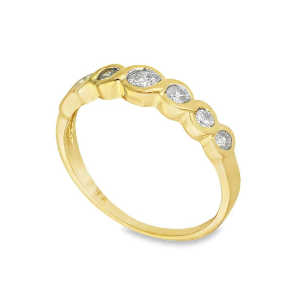 18ct Yellow Gold Diamond Half-Eternity Ring - Size L - 0.34ct