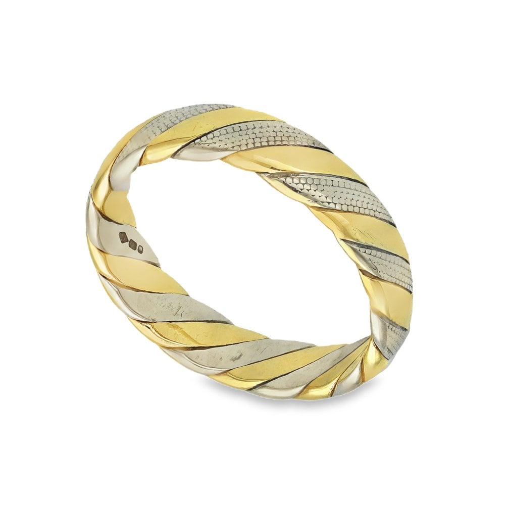9ct Multi-Tone Twist Wedding Band - Size O½  - 5mm