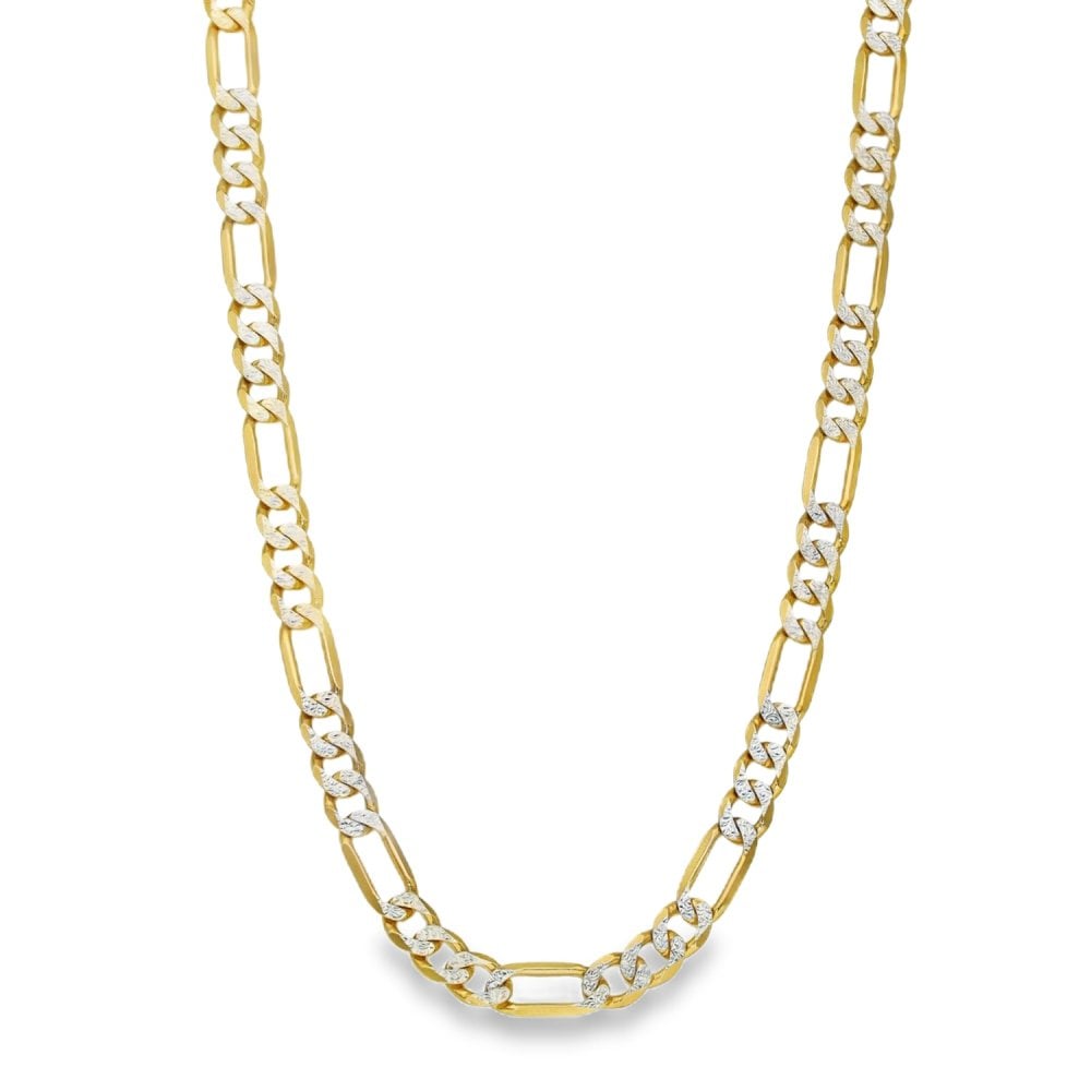 9ct Yellow & White Gold Figaro Chain - 20" - 18.7g