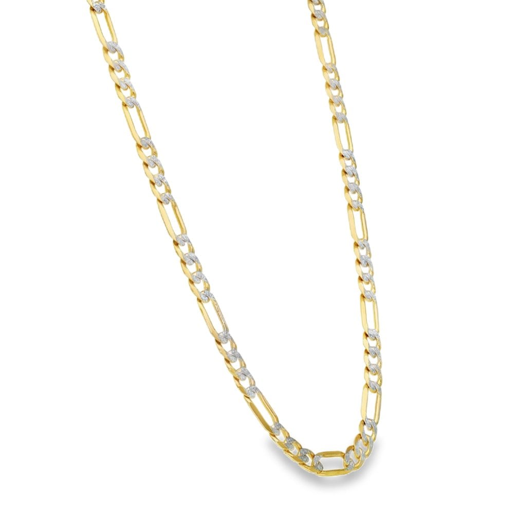 9ct Yellow & White Gold Figaro Chain - 20" - 18.7g